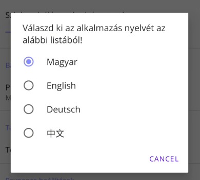53. ábra. Beállítások - Alkalmazás
nyelve