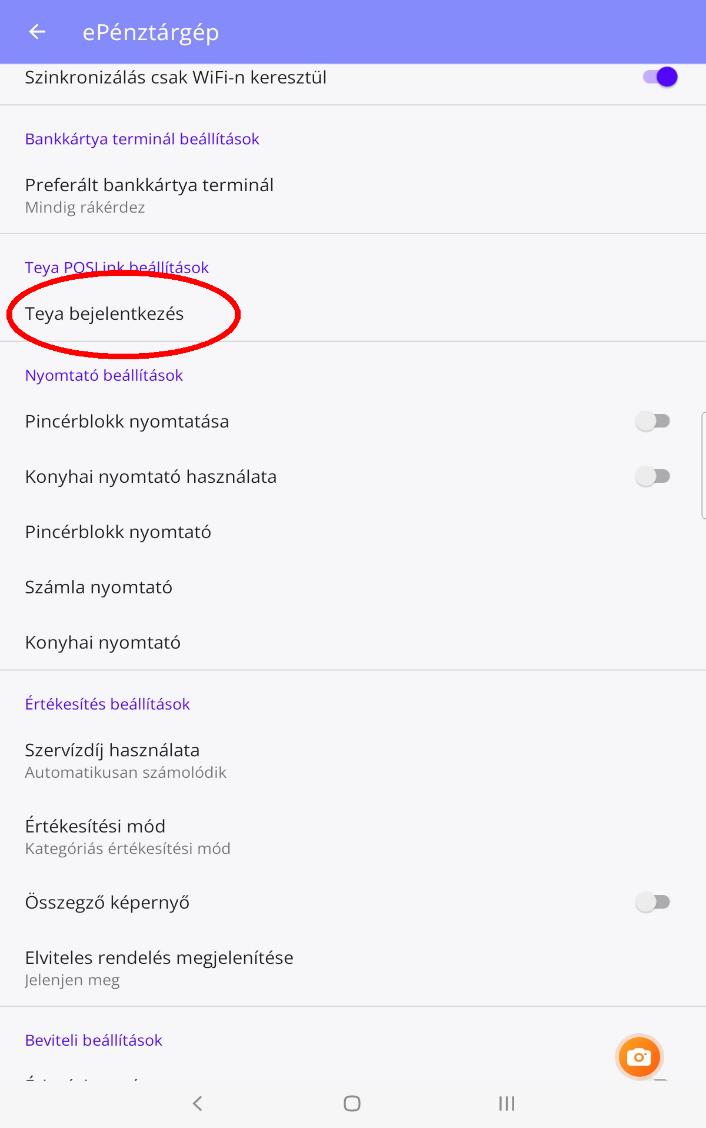 2. ábra. Teya bejelentkezés