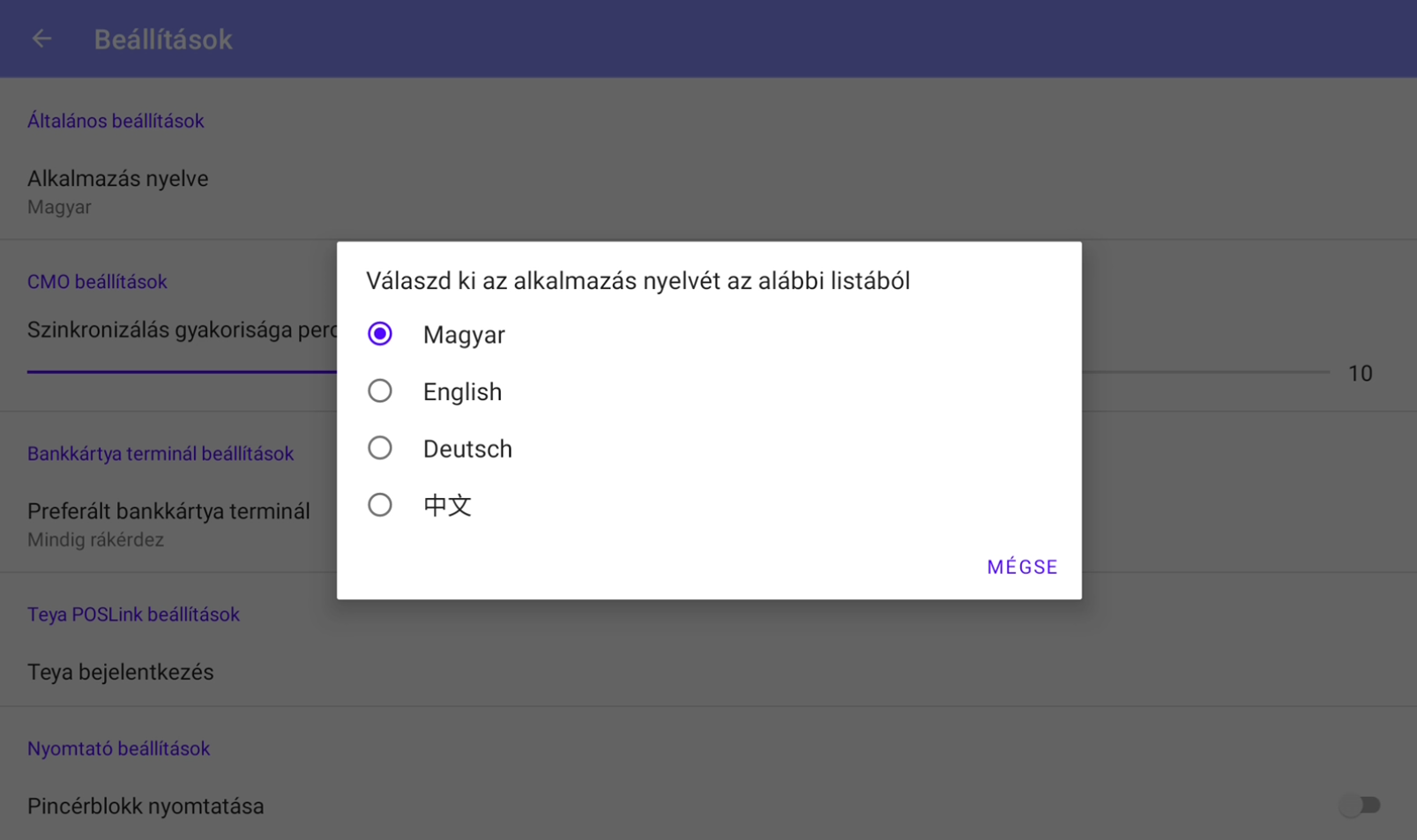Alkalmazás nyelve
