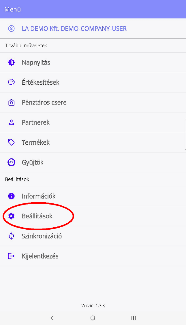 1. ábra. Beállítások