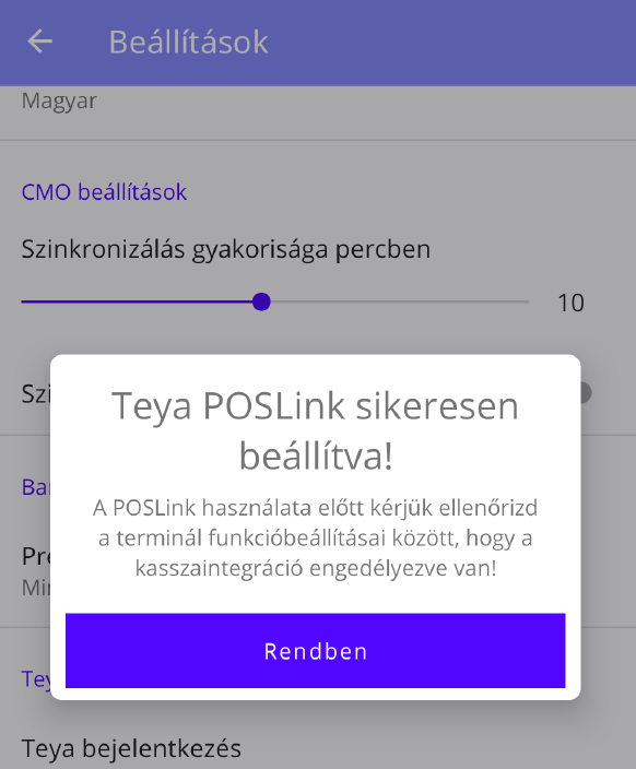 12. ábra. ePénztárgép sikeres párosítás